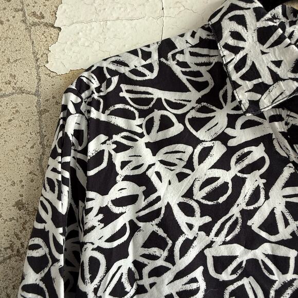 Kate Spade Shirt Dress M Drop Waist Tunic Ruffle Hem Abstract Print Office Chic - Picture 3 of 7